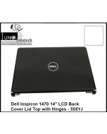 New Black - Dell Inspiron 1470 14" LCD Back Cover Lid Top with Hinges - 555YJ