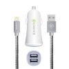 Cadyce CA-CCL1(CA-CCLG) 3.4A Dual Car Charger with 1-Meter Lightening Cable (Silver)