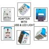 Universal Adapter with USB Port & LED Light