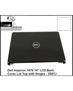 New Black - Dell Inspiron 1470 14" LCD Back Cover Lid Top with Hinges - 555YJ