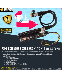 Eiratek PCI-E Extender Riser Card x1 to x16 USB 3.0 (6-pin)